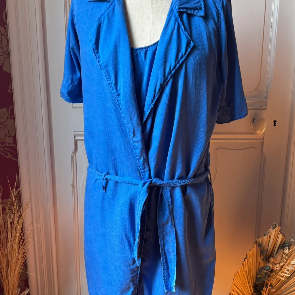 🌊 Ensemble robe + veste fluide bleu – Taille 38 (modèle Cali) cop copine
